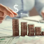 business woman hand holding coins to stack desk concept saving money finance 150731429